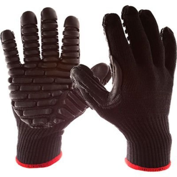 Impacto Protective Products Impacto Blackmaxx Med Vibration Reducing Glove, Elastic Knit, Flexible Coated Pad On Palm & Fingers VI473130